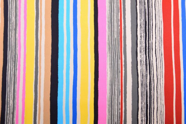Rozciągliwa bawełna ze wzorem w kolorowe paski TF247