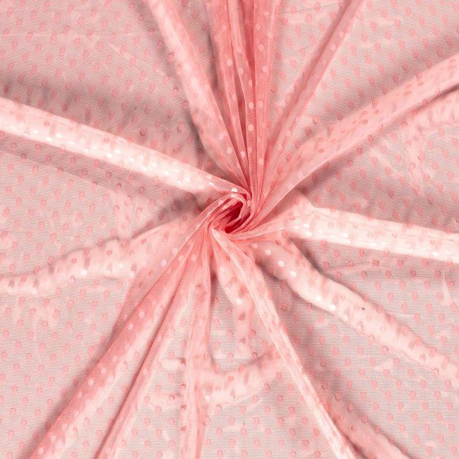 Tiul z dużymi kropkami w kolorze różowym 13161/012