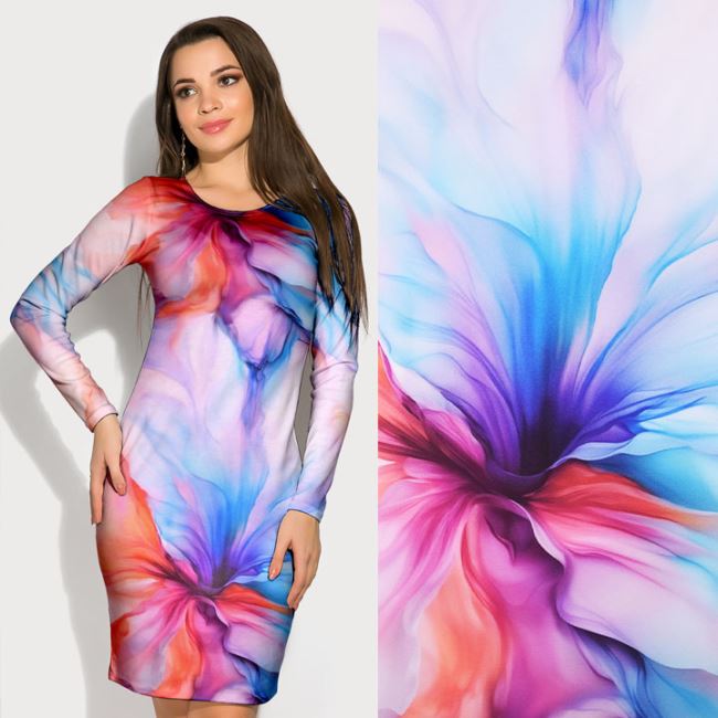 Tkanina na kostium Barbie z nadrukiem cyfrowym kolorowych kwiatów SMT-PR628A
