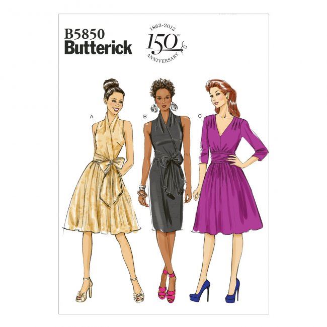 Wykrój Butterick na eleganckie sukienki w roz 46-54 B5850-F5