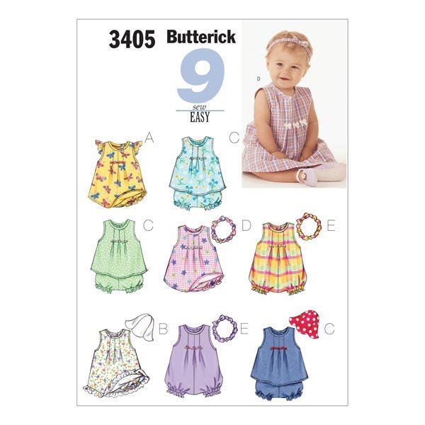 Wykrój Butterick na dziecięcą odzież dla niemowląt w roz. NB,S,M 3405/NB