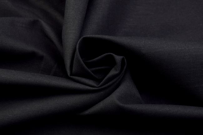 Tkanina bawełniana z domieszką lnu w kolorze czarnym TI594