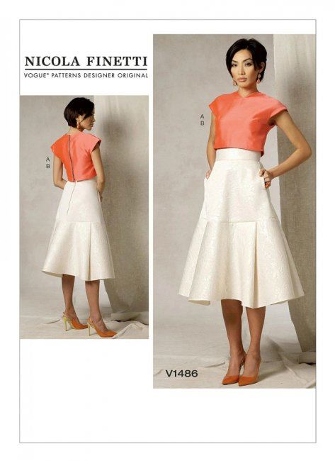 Wykrój Vogue na spódnicę i bluzkę damską w wielkości 32-40 V1486-A5