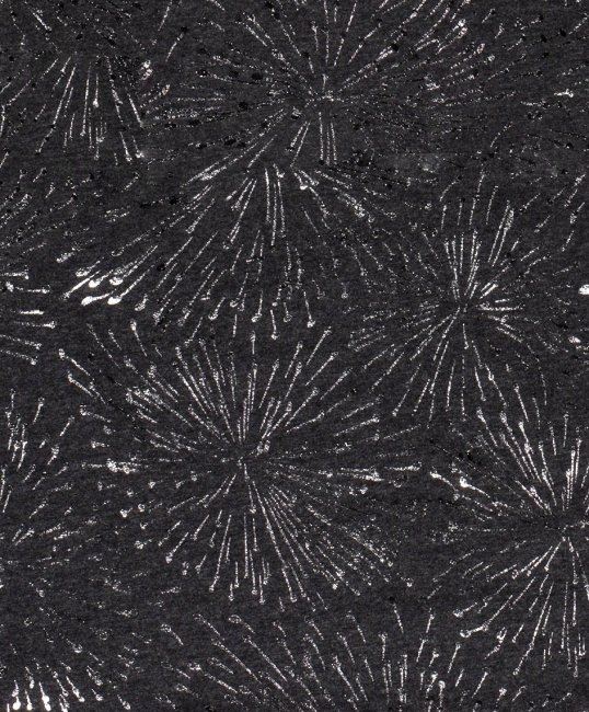 Dzianina bawełniana ciemnoszara z nadrukiem foliowych fajerwerków 12660/069