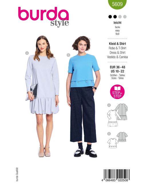 Sukienka w kroju z kołnierzykiem i koszulką w rozmiarach 36-48 5609