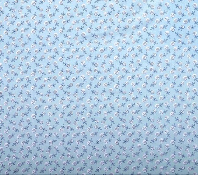 Tkanina bawełniana w kolorze niebieskim z drobnymi kwiatami 11132/021