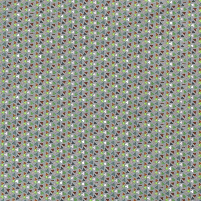 Tkanina bawełniana zielona z nadrukiem drobnych trójkątów 14399/023