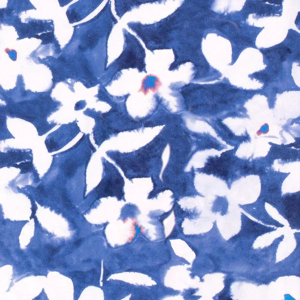 Dzianina bawełniana z cyfrowym nadrukiem batikowych kwiatów 21295/006