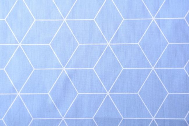 Tkanina bawełniana niebieska z nadrukiem rombów 11107/003