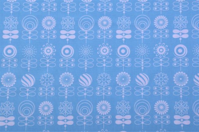 Tkanina bawełniana jasnoniebieska z białym wzorem ZA2855
