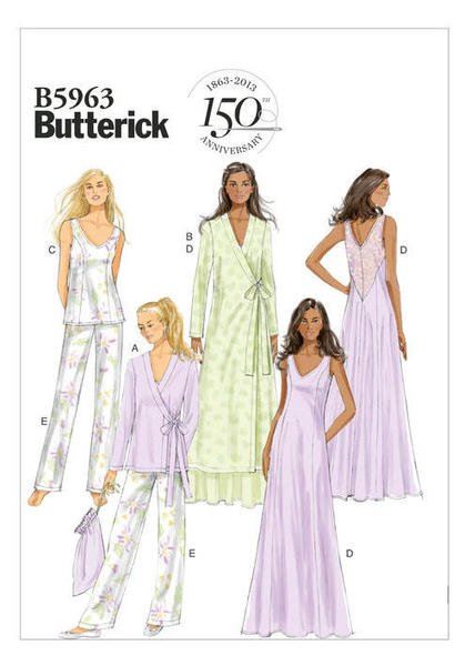 Wykrój Butterick na damską odzież do spania w roz. 32-40 B5963-A5