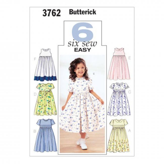Wykrój Butterick na eleganckie sukienki dziewczęce w roz. 92-116 3762/2