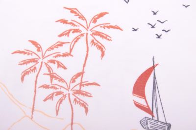 Kremowa dzianina bawełniana z letnim nadrukiem 23611/051