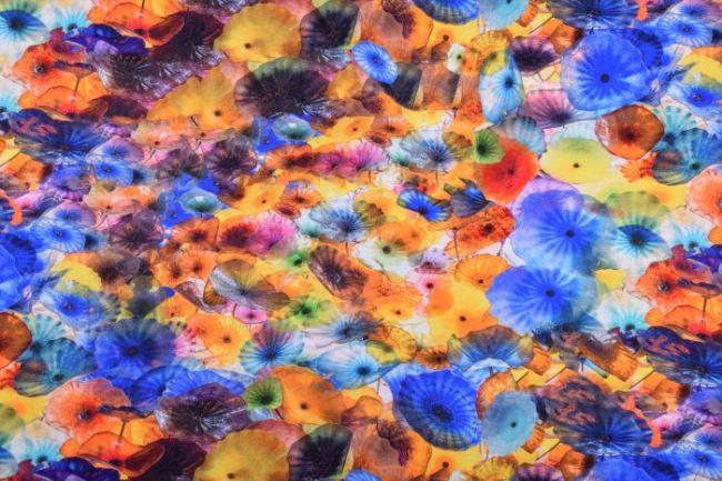 Dżersej wiskozowy z cyfrowym nadrukiem kolorowych kwiatów 8319