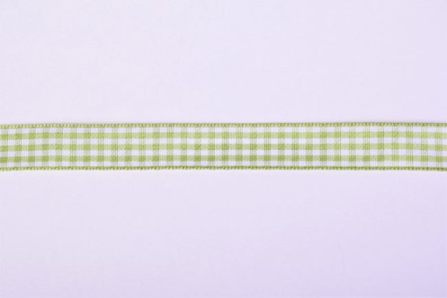 Ozdobna tasiemka w jasno zieloną kratkę vichy 10941-A