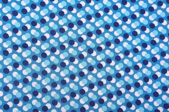 Tkanina bawełniana niebieska z nadrukiem kółeczek 127.299/3018