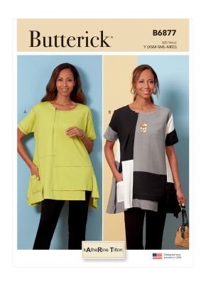 Wykrój Butterick na damskie bluzki w wiel. 32-40 B6877-Y