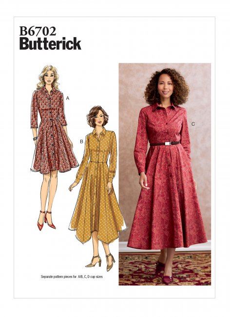 Wykrój Butterick na damskie suknie długie w wielkości 44-52 B6702-E5