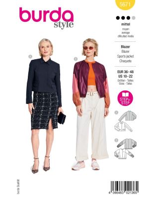 Krój kurtki damskiej w rozmiarze 34-48 5671