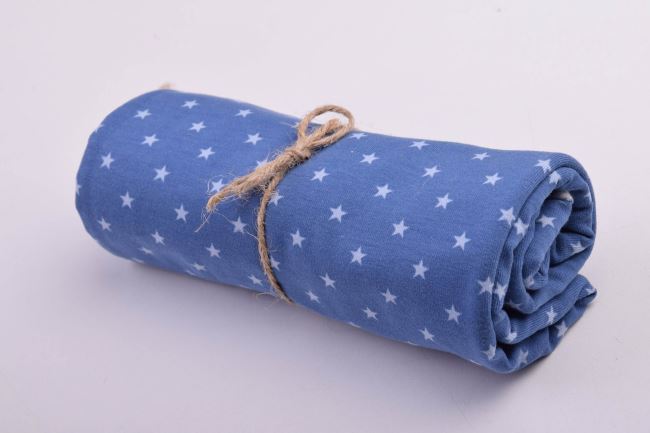 Rolka z dzianiny bawełnianej w kolorze niebieskim z nadrukiem gwiazdek RO11802/006