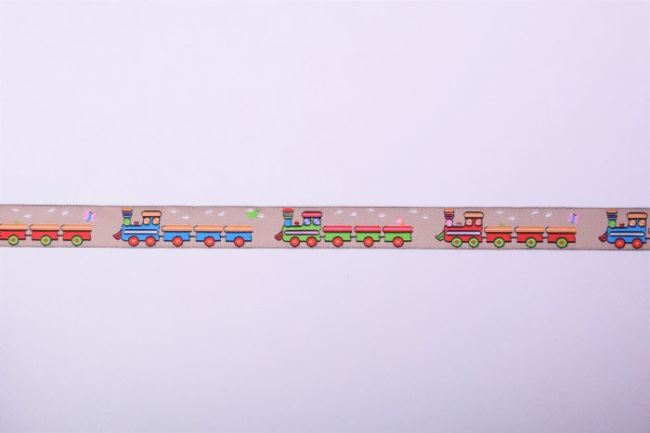 Ozdobna tasiemka ze wzorem pociągów 30435