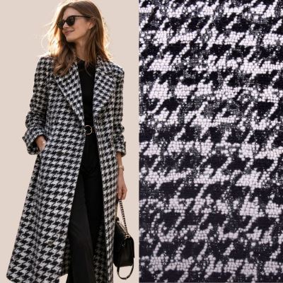 Tkanina na płaszcz wełniany z nadrukiem koguta NS2015