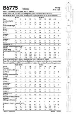 Wykrój Butterick na damski komplet w rozmiarze 44-50 B6775-RR (1)