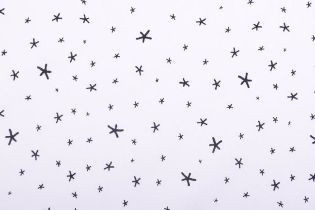 Tkanina bawełniana biała z malowanymi gwiazdkami KC0336-031