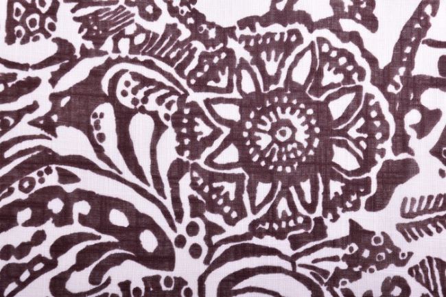 Tkanina bawełniana brązowa z nadrukiem ornamentów kwiatowych 7C303/151