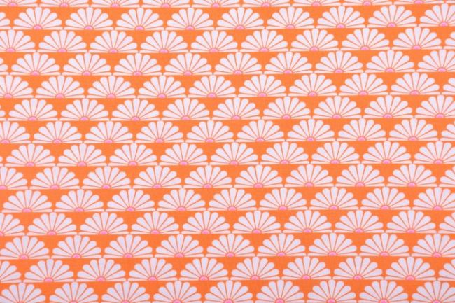 Amerykańska bawełna na patchwork z kolekcji Retro spring pomarańczowa w wachlarze PWTW174
