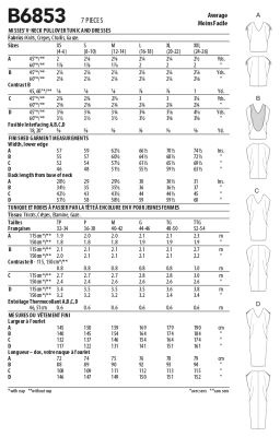 Wykrój Butterick na damskie sukienki w roz. XSM-MED B6853-Y (1)