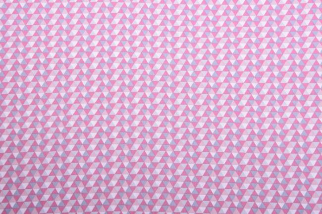 Tkanina bawełniana różowa z nadrukiem geometrycznym11113/011