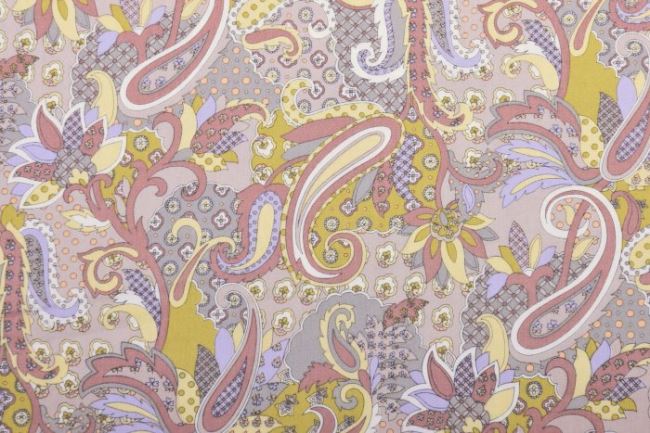 Amerykańska bawełna do patchworku jasnobrązowa z nadrukiem orientalnym 199PYOPM/13