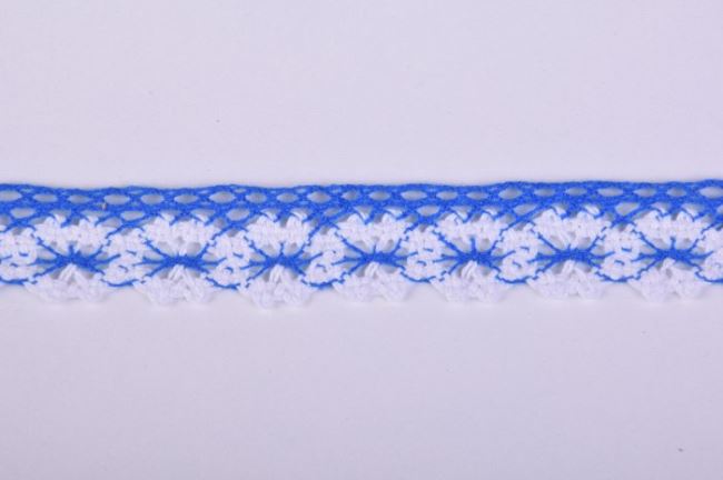 Bawełnina haftowana koronka w kolorze niebiesko-białym 11409