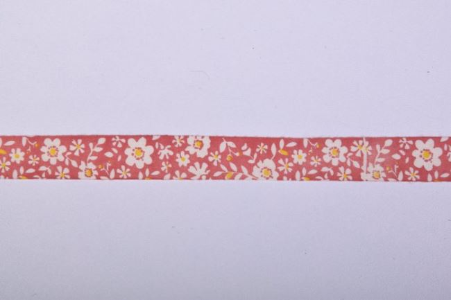 Tasiemka bawełniana bordowa w kwiatki 41839