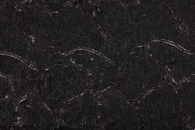 Czarny tiul z matowymi i błyszczącymi cekinami 124.660/5001