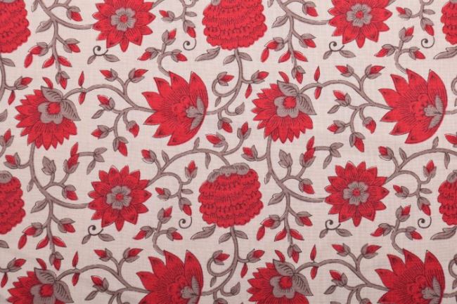 Amerykańska bawełna na patchwork z kolekcji French General beżowa z kwiatami 13822-16