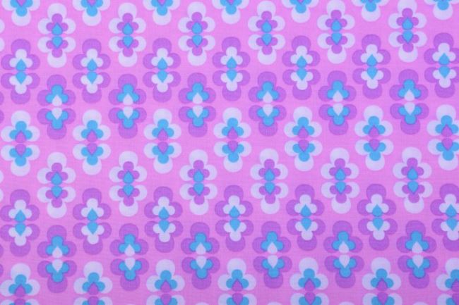 Tkanina bawełanina Tante Ema z fioletowym nadrukiem VI14