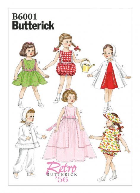 Wykrój Butterick na odzież dla dziewczynek w stylu retro w roz. uniwersalnym B6001/OSZ