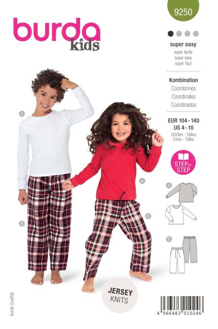 Wykrój na dziecięcą piżamę w roz. 104-140 9250