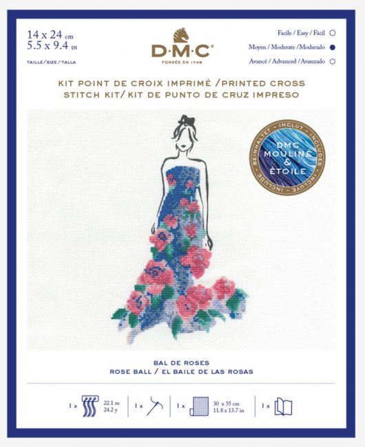 Zestaw do haftu krzyżykowego z motywem kobiety w kwiatowej sukience BK1793