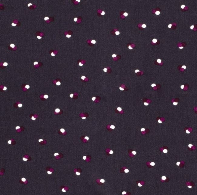 Tkanina wiskozowa ciemnofioletowa z kropkami 12378/068