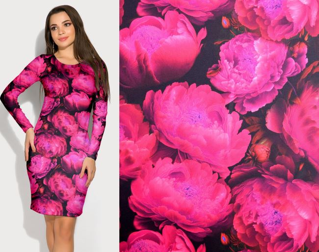Tkanina kostiumowa Barbie z cyfrowym nadrukiem różowych kwiatów CS10645A