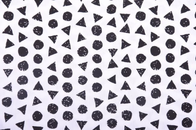 Tkanina bawełniana biała z geometrycznym wzorem 11104/050