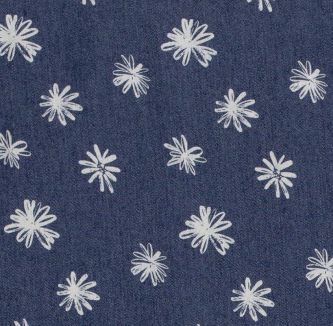 Dżins niebieski z nadrukiem kwiatów 19004/003