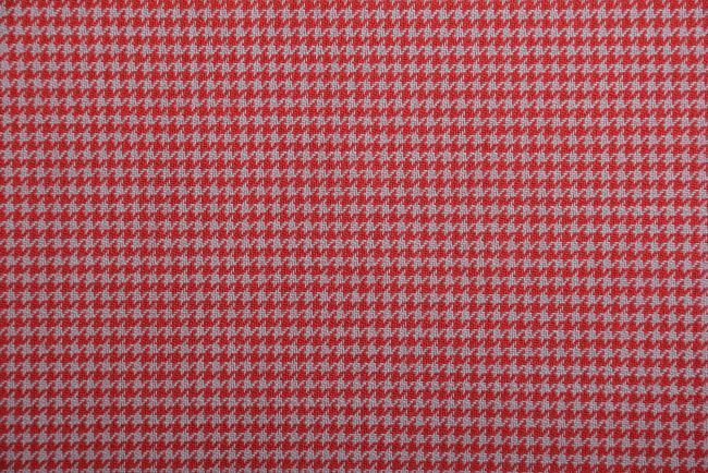 Kostiumowa elastyczna tkanina czerwona z drobnym wzorem 00216/003