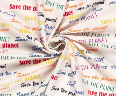 Dzianina French Terry w kremowym kolorze z nadrukiem Save the Planet 21869/051 (2)