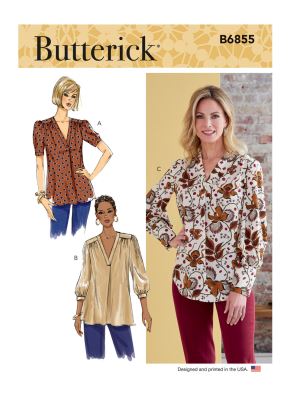 Wykrój Butterick na damskie bluzki w wielkości XS-XXL B6855-A