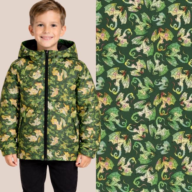 Softshell zielony z cyfrowym nadrukiem smoków 20410/025