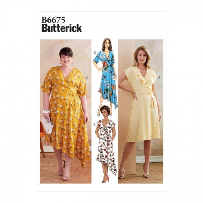 Wykrój Butterick na damskie sukienki kopertowe w wielkości 38-46 B6675-B5